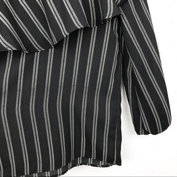 Halogen One Shoulder Ruffle Stripe Blouse Black Sm - Picture 10 of 11